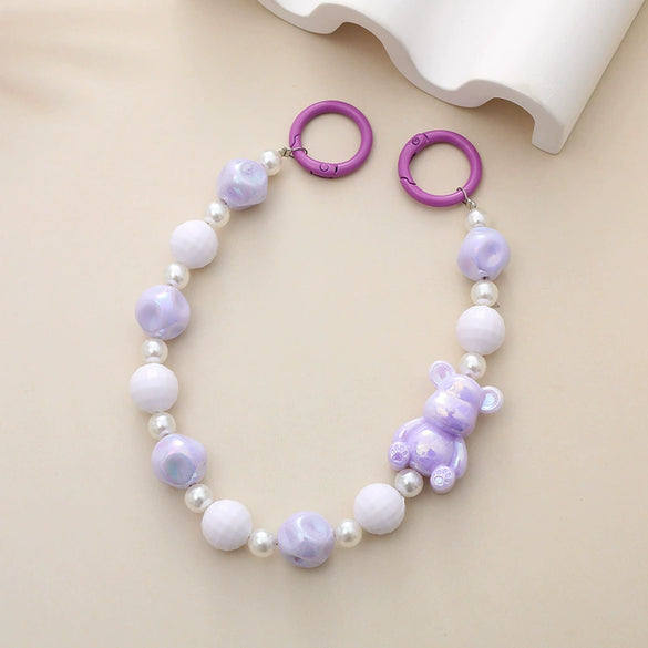 Wholesale Jewelry Handmade Beaded Mermaid Style Animal Bear Piglet Mobile Phone Chain Water Cup Hanging Chain Hand Chain For Women