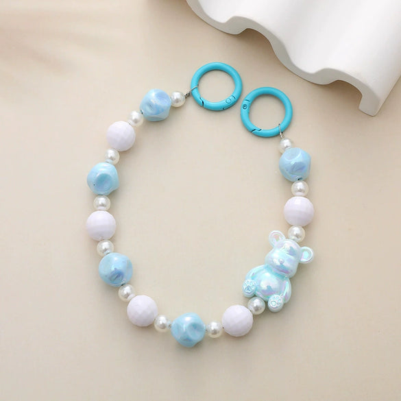 Wholesale Jewelry Handmade Beaded Mermaid Style Animal Bear Piglet Mobile Phone Chain Water Cup Hanging Chain Hand Chain For Women