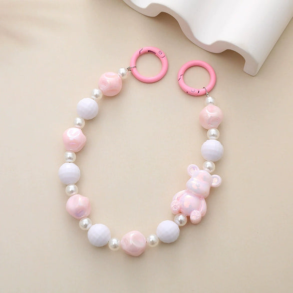 Wholesale Jewelry Handmade Beaded Mermaid Style Animal Bear Piglet Mobile Phone Chain Water Cup Hanging Chain Hand Chain For Women