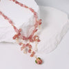 Wholesale Jewelry Handmade Geometric Copper 925 Silver Strawberry Crystal Pearl Clavicle Necklace For Women