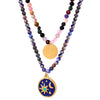 Wholesale Jewelry Handmade Natural Stone And Stainless Steel Pendant Necklace With Geometric Pattern For Women
