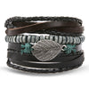 Wholesale Jewelry Handwoven Retro Feather Nameplate Artificial Leather Men's Bracelet