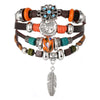 Wholesale Jewelry Handwoven Retro Feather Nameplate Artificial Leather Men's Bracelet