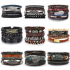 Wholesale Jewelry Handwoven Retro Feather Nameplate Artificial Leather Men's Bracelet