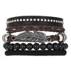 Wholesale Jewelry Handwoven Retro Feather Nameplate Artificial Leather Men's Bracelet