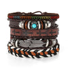 Wholesale Jewelry Handwoven Retro Feather Nameplate Artificial Leather Men's Bracelet