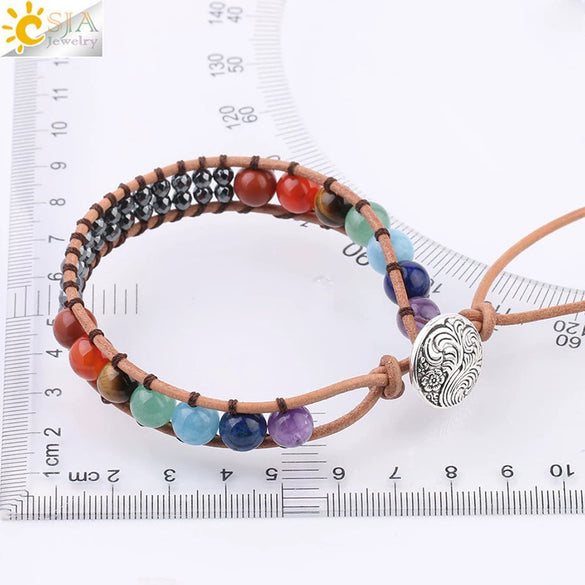 Wholesale Jewelry Handwoven Silver Buckle Natural Crystal Semiprecious Stone Minimalist Unisex Bracelet