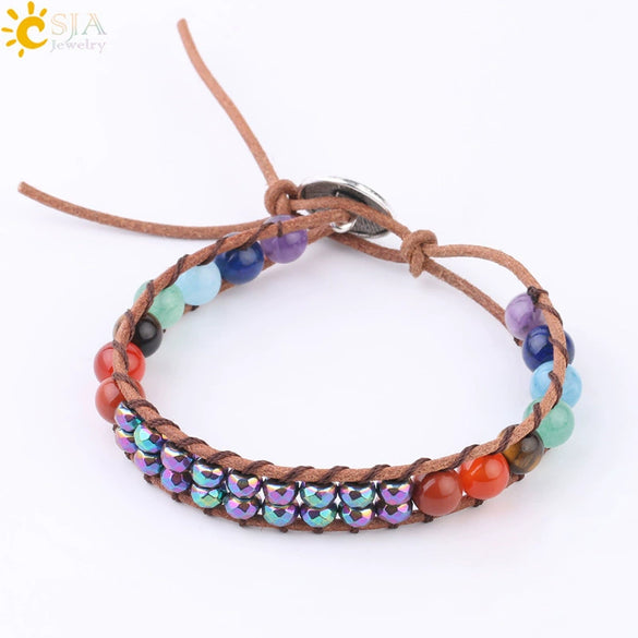 Wholesale Jewelry Handwoven Silver Buckle Natural Crystal Semiprecious Stone Minimalist Unisex Bracelet
