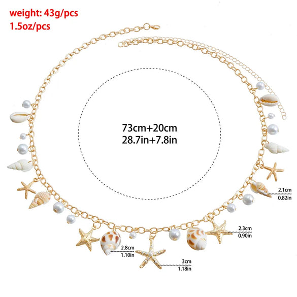 Wholesale Jewelry Hawaiian Sexy Tropical Starfish Shell Alloy Shell Waist Chain