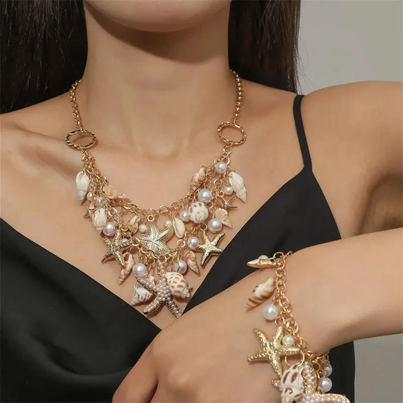 Wholesale Jewelry Hawaiian Sexy Tropical Starfish Shell Alloy Shell Waist Chain