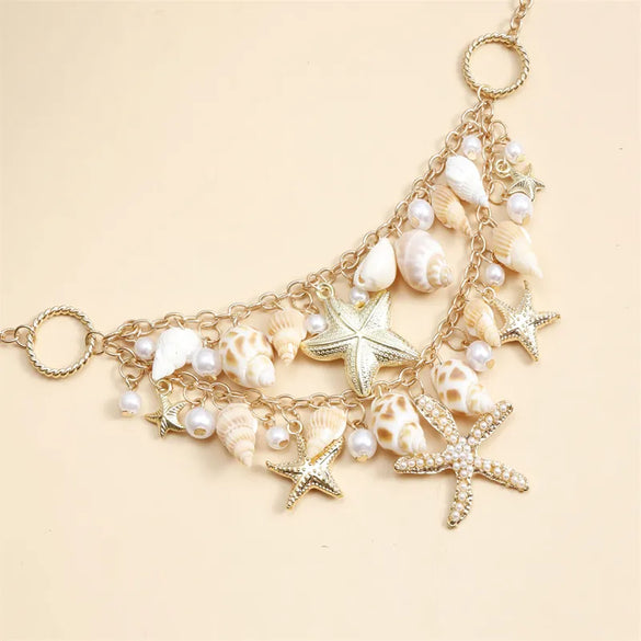 Wholesale Jewelry Hawaiian Sexy Tropical Starfish Shell Alloy Shell Waist Chain