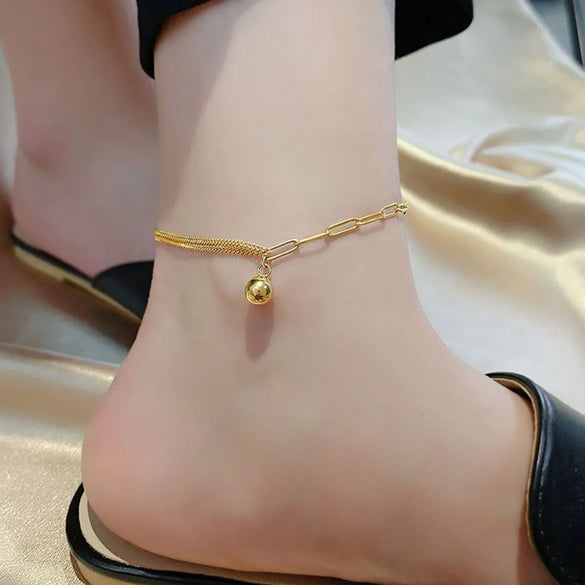 Wholesale Jewelry Hawaiian Vacation Round 304 Stainless Steel Gold Plated Anklet