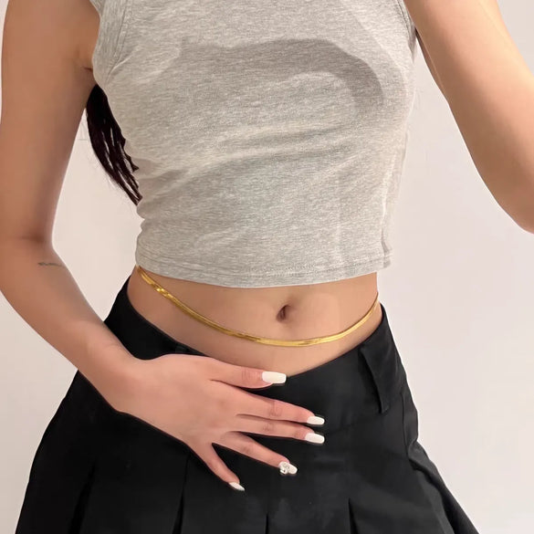 Wholesale Jewelry Hawaiian Vacation Tropical Geometric Solid Color 304 Stainless Steel 18K Gold Plated Waist Chain