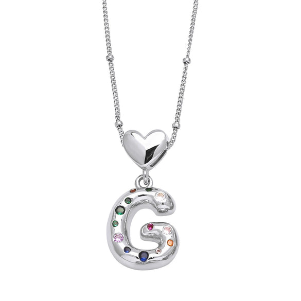 Wholesale Jewelry Heart English Letter Pendant Necklace Copper Inlaid Colorful Zircon Electroplated