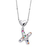 Wholesale Jewelry Heart English Letter Pendant Necklace Copper Inlaid Colorful Zircon Electroplated