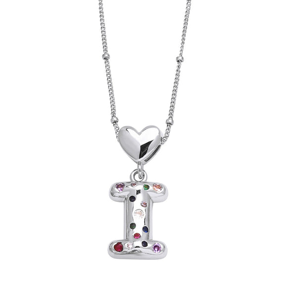 Wholesale Jewelry Heart English Letter Pendant Necklace Copper Inlaid Colorful Zircon Electroplated