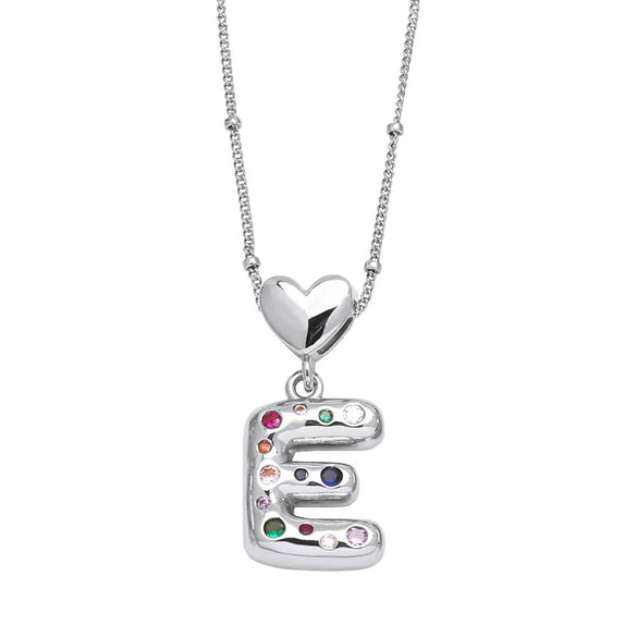 Wholesale Jewelry Heart English Letter Pendant Necklace Copper Inlaid Colorful Zircon Electroplated
