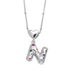 Wholesale Jewelry Heart English Letter Pendant Necklace Copper Inlaid Colorful Zircon Electroplated