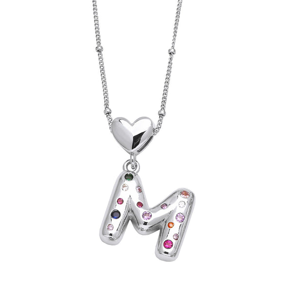 Wholesale Jewelry Heart English Letter Pendant Necklace Copper Inlaid Colorful Zircon Electroplated