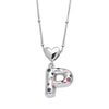 Wholesale Jewelry Heart English Letter Pendant Necklace Copper Inlaid Colorful Zircon Electroplated