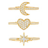 Wholesale Jewelry Heart Geometric Brass Real Gold Plated Zircon Ring Bracelet For Women