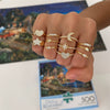 Wholesale Jewelry Heart Geometric Brass Real Gold Plated Zircon Ring Bracelet For Women