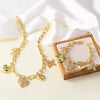 Wholesale Jewelry Heart Pearl Butterfly Pendant Copper Goldplated Necklace Bracelet Set For Women Geometric Minimalist Style