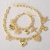 Wholesale Jewelry Heart Pearl Butterfly Pendant Copper Goldplated Necklace Bracelet Set For Women Geometric Minimalist Style