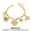Wholesale Jewelry Heart Pearl Butterfly Pendant Copper Goldplated Necklace Bracelet Set For Women Geometric Minimalist Style