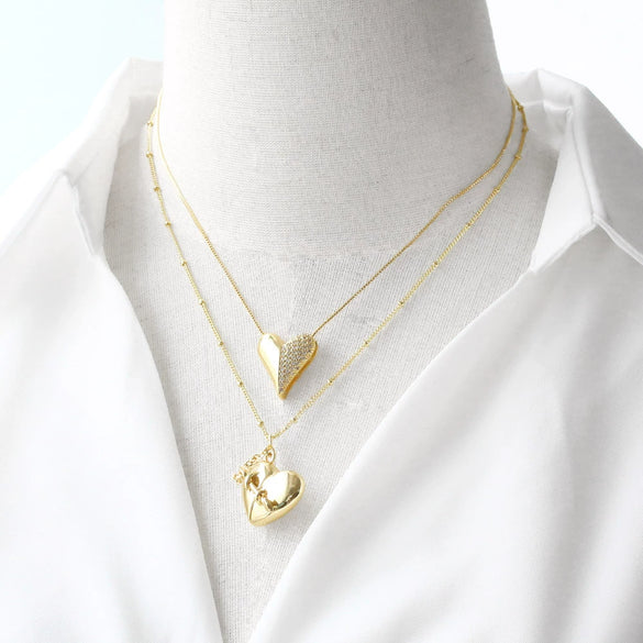 Wholesale Jewelry Heart Pendant Copper Real Gold Plated Necklace