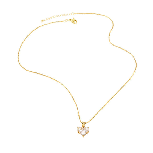 Wholesale Jewelry Heart Pendant Necklace Women's Gold Plated Copper Zircon With Geometric Design And Electroplating Process