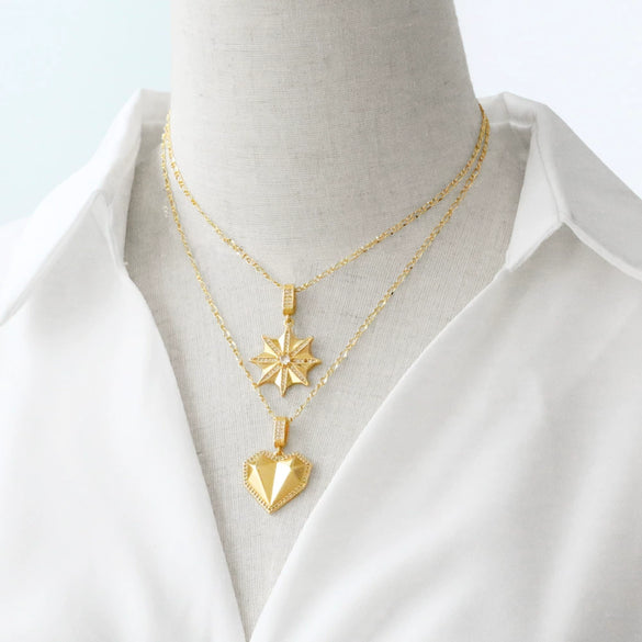 Wholesale Jewelry Heart Shape Copper Gold Plated Pendant O Chain Necklace For Women