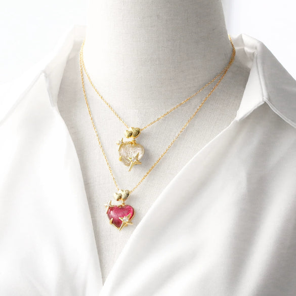 Wholesale Jewelry Heart Shape Copper Pendant Necklace Gold Plated O Chain