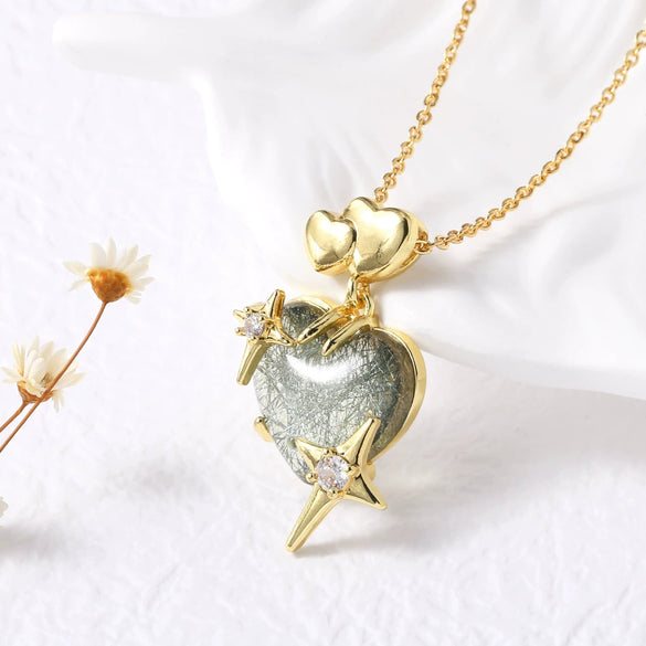 Wholesale Jewelry Heart Shape Copper Pendant Necklace Gold Plated O Chain