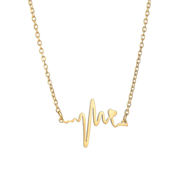 Wholesale Jewelry Heart Shape Titanium Steel Necklace Electroplating Polishing