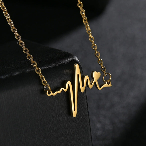 Wholesale Jewelry Heart Shape Titanium Steel Necklace Electroplating Polishing