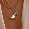 Wholesale Jewelry Heart Shape Zircon Copper And Titanium Steel Openable Photo Album Necklace Plated With Real Gold
