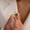 Wholesale Jewelry Heart Shape Zircon Copper Titanium Steel Real Gold Plated Openable Photo Album Necklace