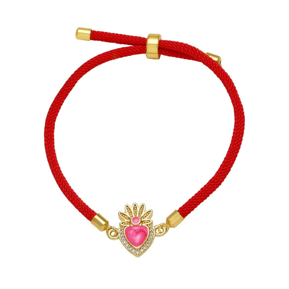 Wholesale Jewelry Heart Shaped Colorful Adjustable Copper Goldplated Bracelet