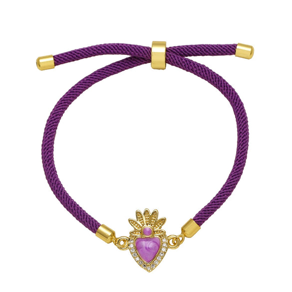 Wholesale Jewelry Heart Shaped Colorful Adjustable Copper Goldplated Bracelet