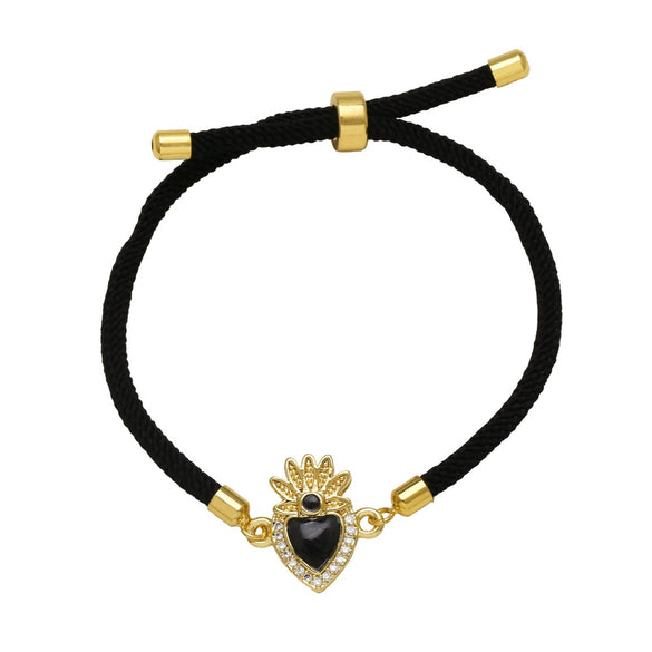 Wholesale Jewelry Heart Shaped Colorful Adjustable Copper Goldplated Bracelet