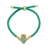 Wholesale Jewelry Heart Shaped Colorful Adjustable Copper Goldplated Bracelet