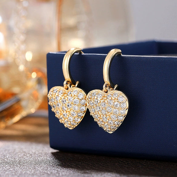 Wholesale Jewelry Heart Shaped Copper Mixed Gemstone Inlay Zirconia Necklace And Earrings Set For Women