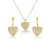 Wholesale Jewelry Heart Shaped Copper Mixed Gemstone Inlay Zirconia Necklace And Earrings Set For Women