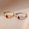Wholesale Jewelry Heart Shaped Copper Ring With Geometric Style And Electroplating Process