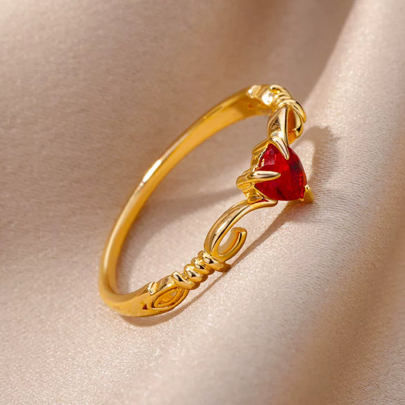 Wholesale Jewelry Heart Shaped Copper Ring With Geometric Style And Electroplating Process