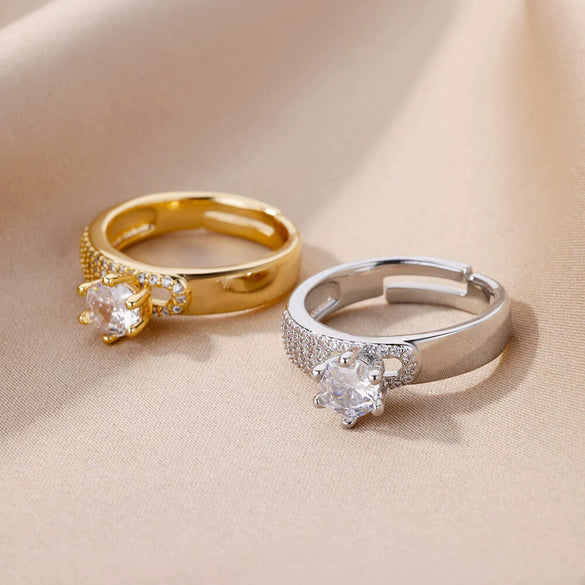 Wholesale Jewelry Heart Shaped Copper Ring With Geometric Style And Electroplating Process