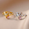 Wholesale Jewelry Heart Shaped Copper Ring With Geometric Style And Electroplating Process