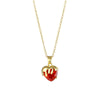 Wholesale Jewelry Heart Shaped Stainless Steel Crystal Clavicle Chain With Zircon And Fruit Food Style Electroplated