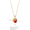 Wholesale Jewelry Heart Shaped Stainless Steel Crystal Clavicle Chain With Zircon And Fruit Food Style Electroplated